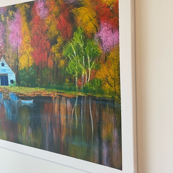 Lake house fall painting - Picture 2 of 3
